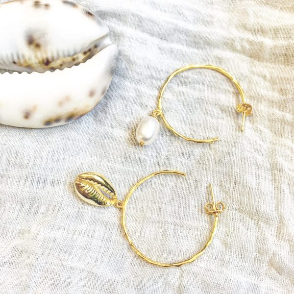 shell and pearl hoops