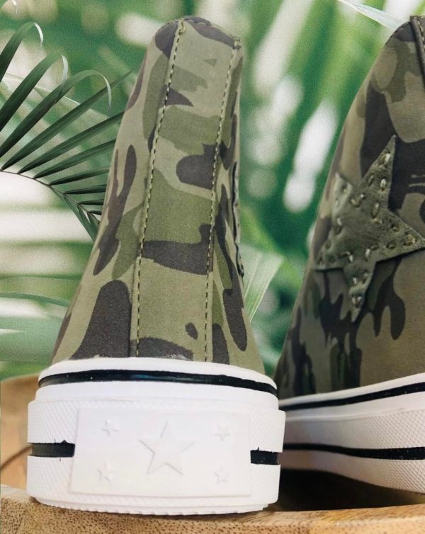 camo green hi tops at the boutique