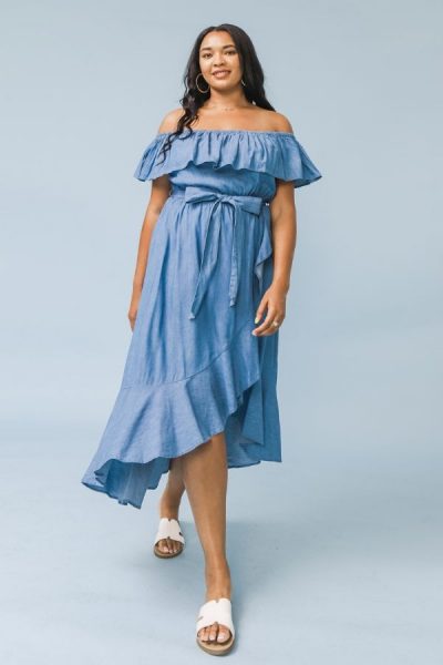 Curve Denim Ruffle dress