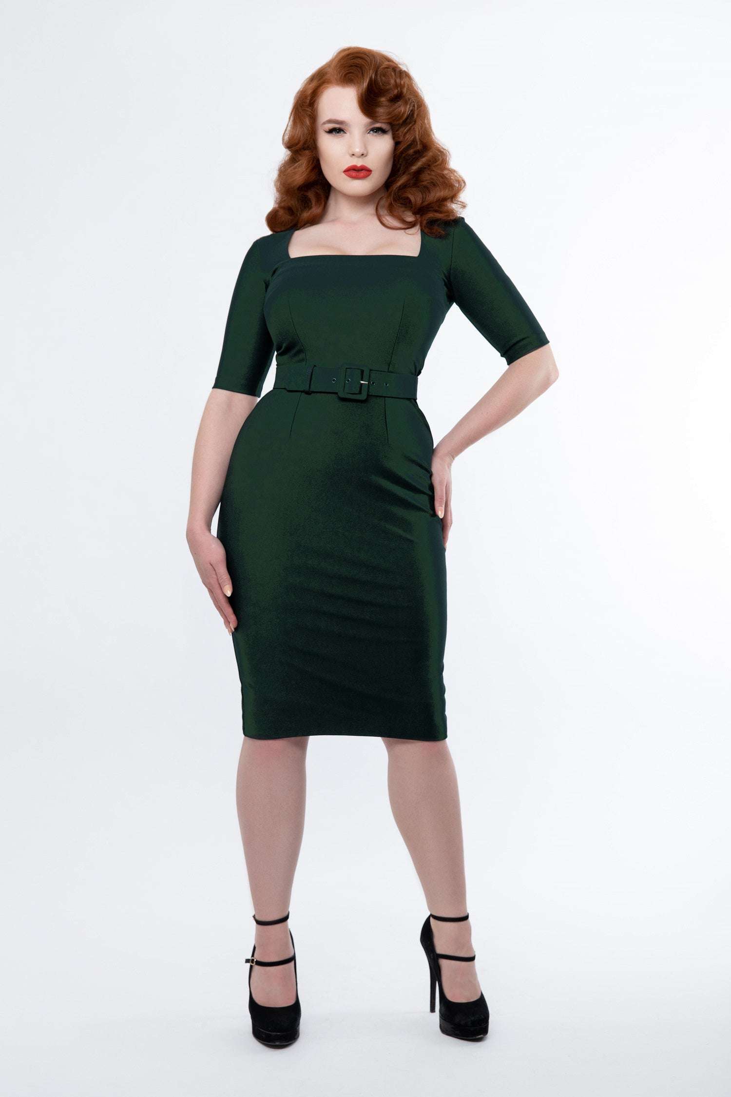 Dark green on sale pencil dress