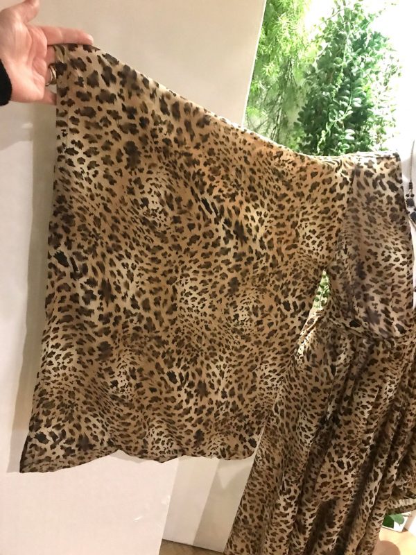 Sheer Leopard kimono sleeve