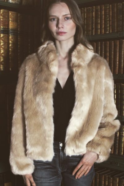 Cream Luxury Faux Fur Coat