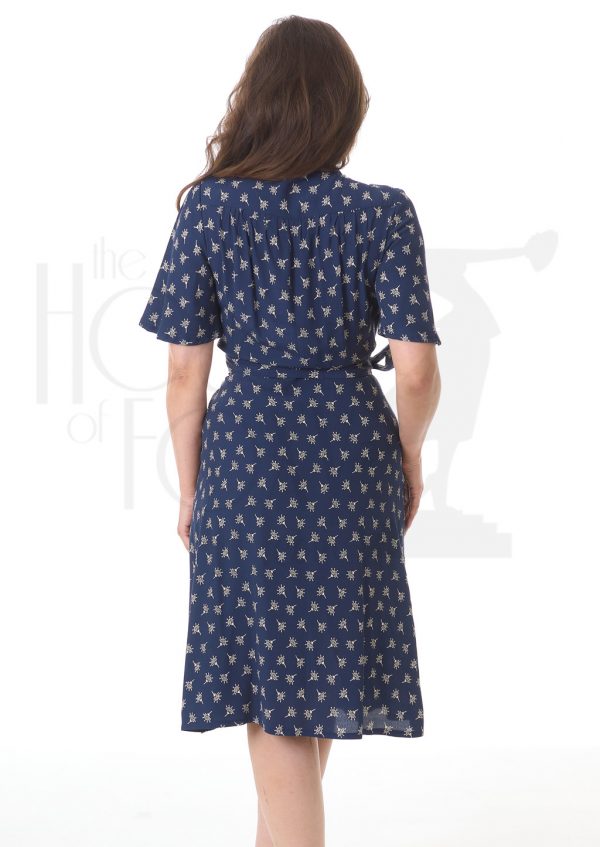 Navy Wish 70's Style Wrap Dress - The House Of Foxy - Image 2