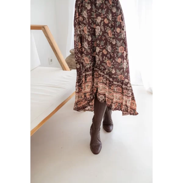 Block Printed Floral Ruffle Sleeve Maxi Dress - Image 2