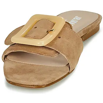 Beige Leather Big Buckle Sliders