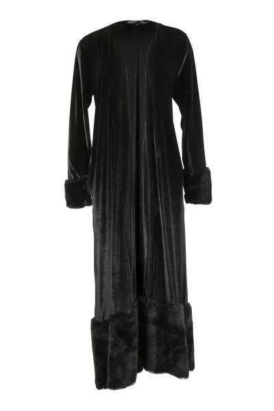 black velvet faux fur cuff coat
