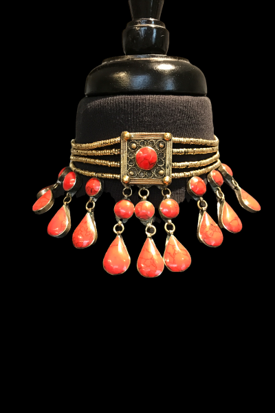 goddess tribal vintage choker necklace in coral