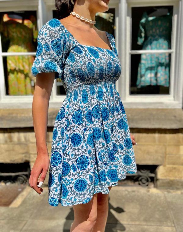 azure blue and white bethan dress