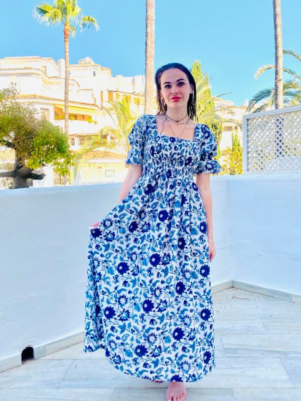 Classic Blue and White Cotton Emma Dress - With Love At The Boutique