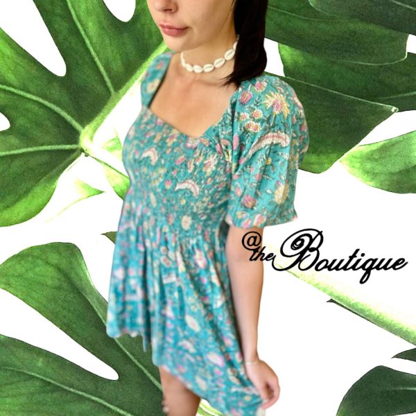 Turquoise Blue Bethan Mini Dress