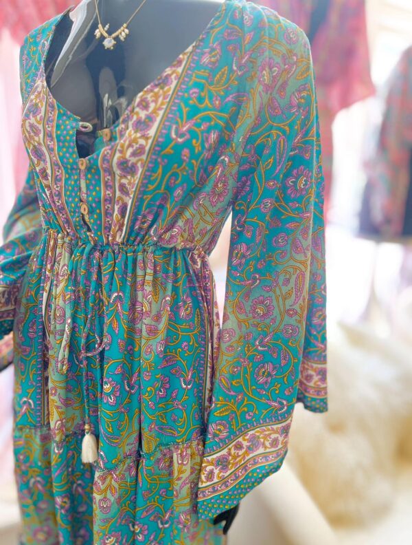 blue ombre bell sleeve maxi
