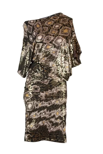 gold leopard peacock angle dress
