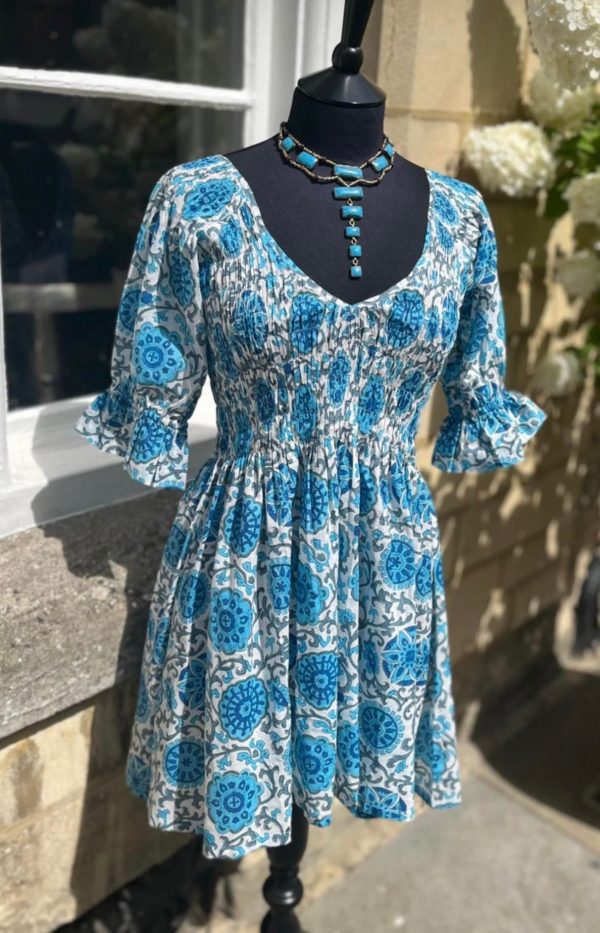 Azure Blue And White Short Sleeve Tasmin Tunic