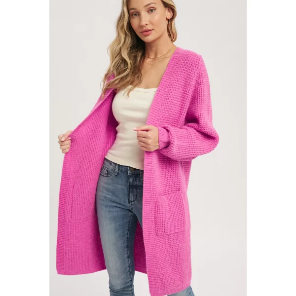 hot pink waffle knit cardigan