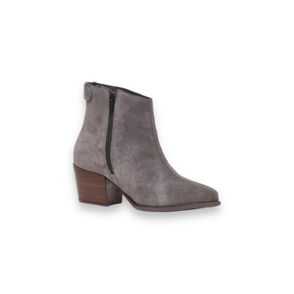 Wide Fit Back Zip Grey Suede Ankle Boots - Image 3