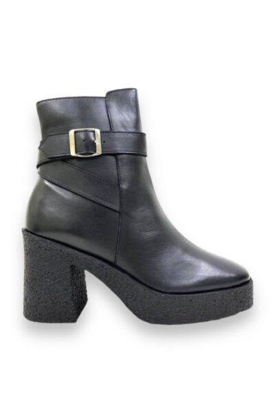 black platform buckle boot