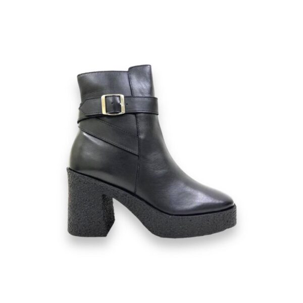 black platform buckle boot