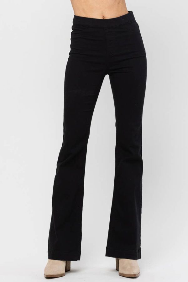 black denim flare jegging at the boutique