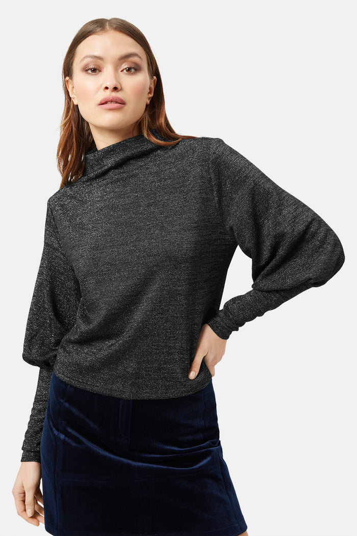 Metallic Black Funnel neck Top – Traffic People - At The Boutique ...