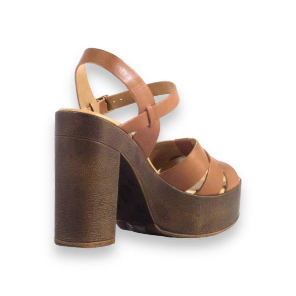 Tan Leather Platform Sandal - Image 3