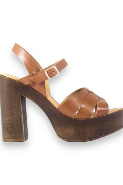 tan leather platform sandal