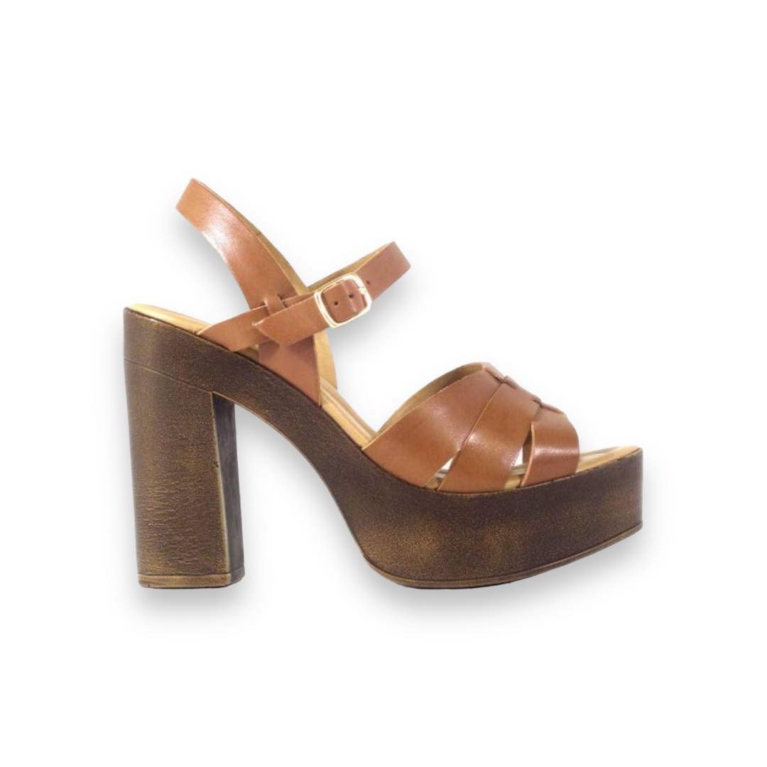Tan Leather Platform Sandal