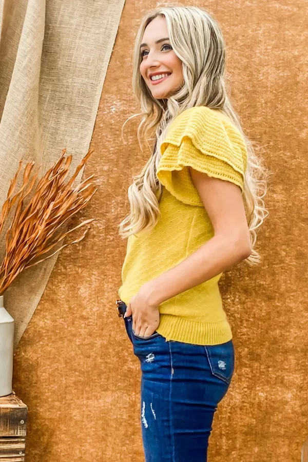 Plus sized Yellow knitted Sweater Top - Image 2