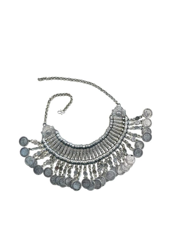 silver coin necklace at the boutique