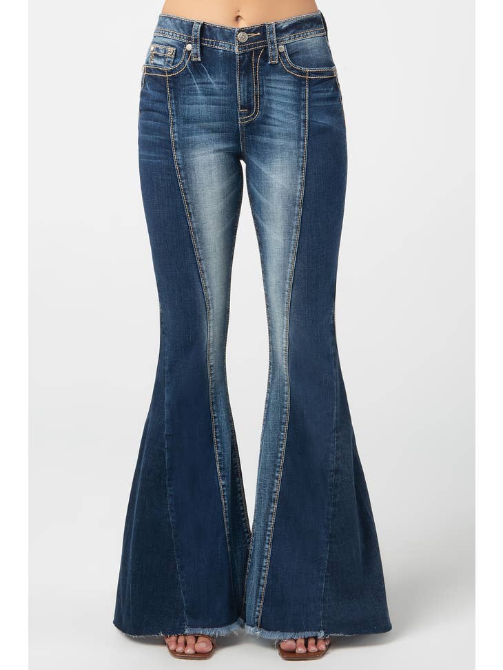 High Rise Super Flared Panelled Jeans - At The Boutique Cirencester