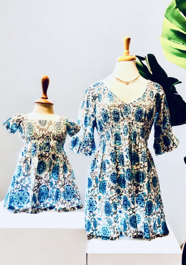 ophelia and tasmin tunic in azure blue and white at the boutique