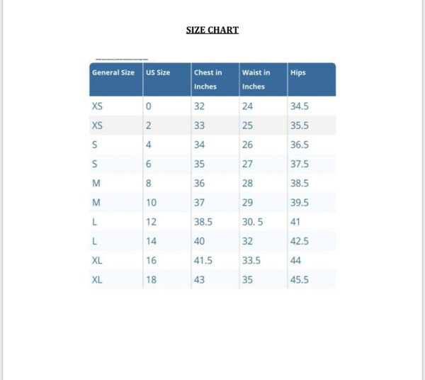 size chart for at the boutique