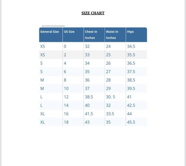 size chart for at the boutique