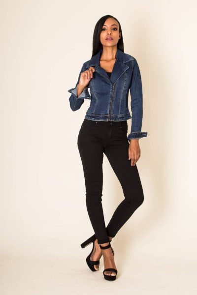 denim biker jacket at boutique