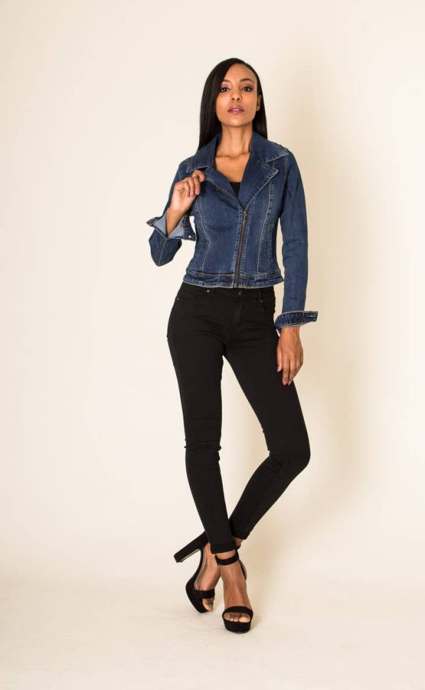 denim biker jacket at boutique