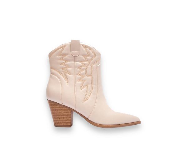 off white embroidered western ankle boots