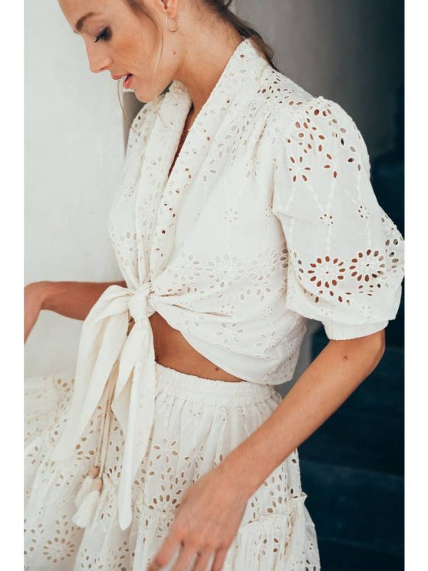 Cream Broderie Anglaise Blouse At The Boutique..