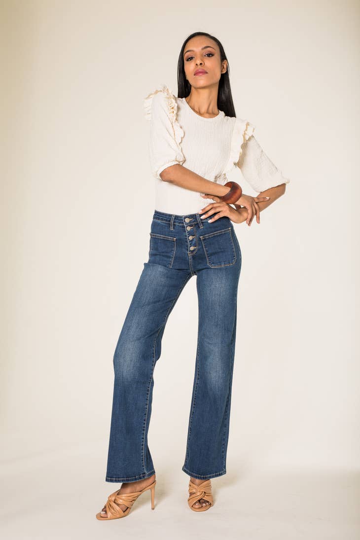Button up shop front jeans
