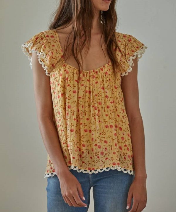 Yellow Floral Ditsy Print Blouse At The Boutique