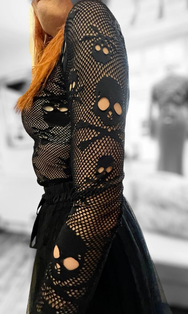 black fishnet skull top