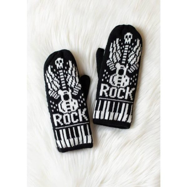 Black Rock And Roll Mittens