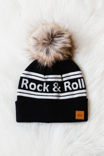 Black rock n roll pom hat