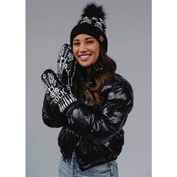 skull hat and rock mittens at the boutique