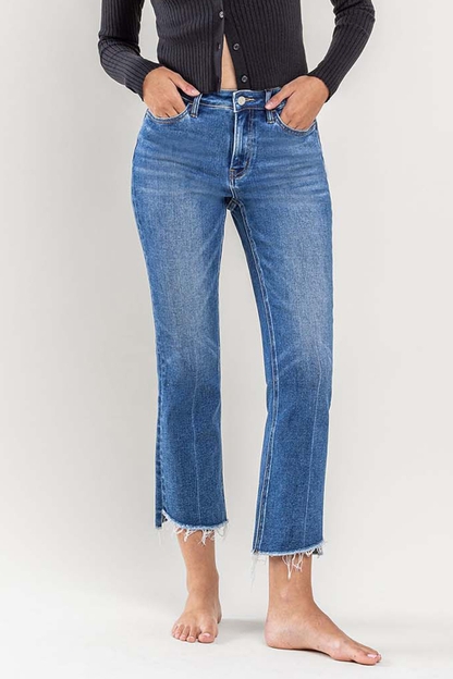 High Rise Kick Flare Cropped Jeans - At The Boutique Cirencester