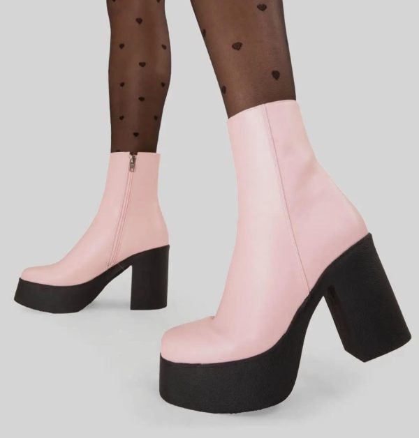 Pink Platform Ankle Boots