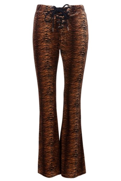 Tie Tiger Print Velvet Flares