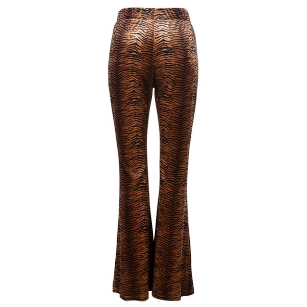 Tie Tiger Print Velvet Flares Back