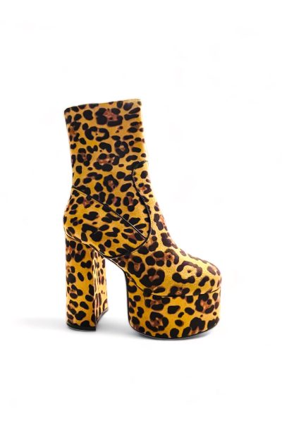 vegan platform leopard ankle boot