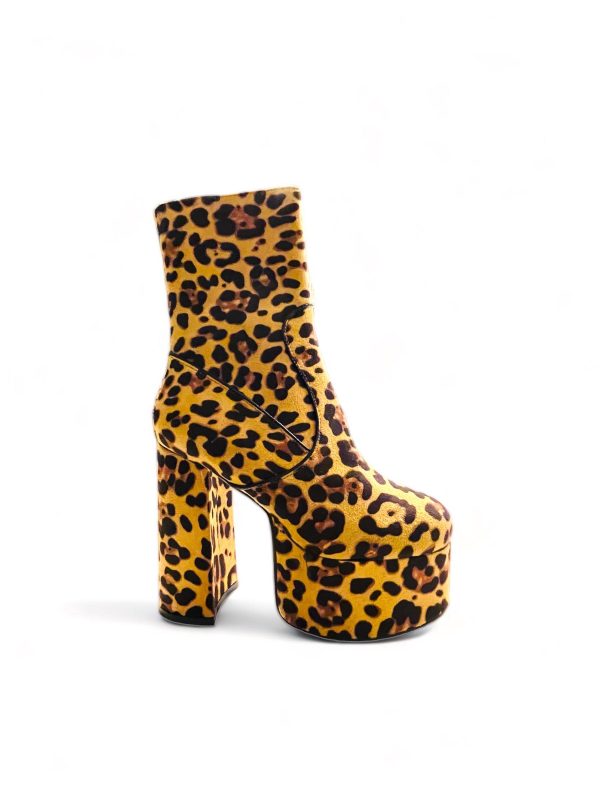 vegan platform leopard ankle boot