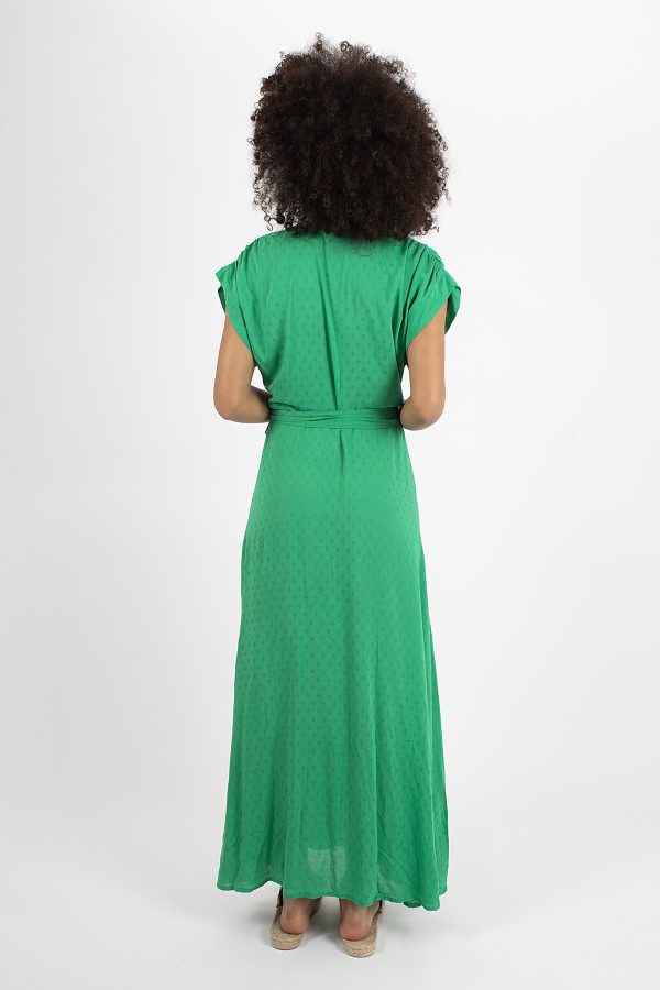 bright green claude wrap maxi dress