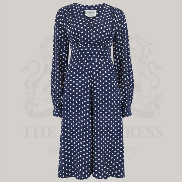 ava navy polka dot seamstress of bloomsbury